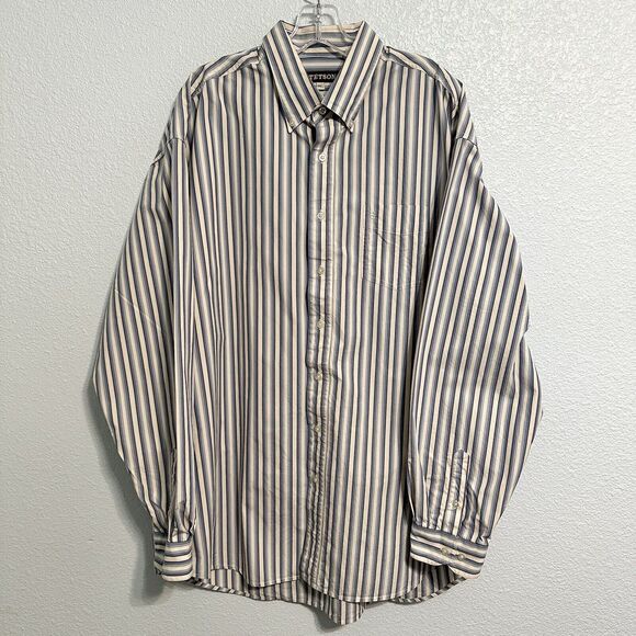 STETSON Western Button Down Long Sleeve 100% Cotton Multi Striped Shirt Mens 2XL - Picture 1 of 11